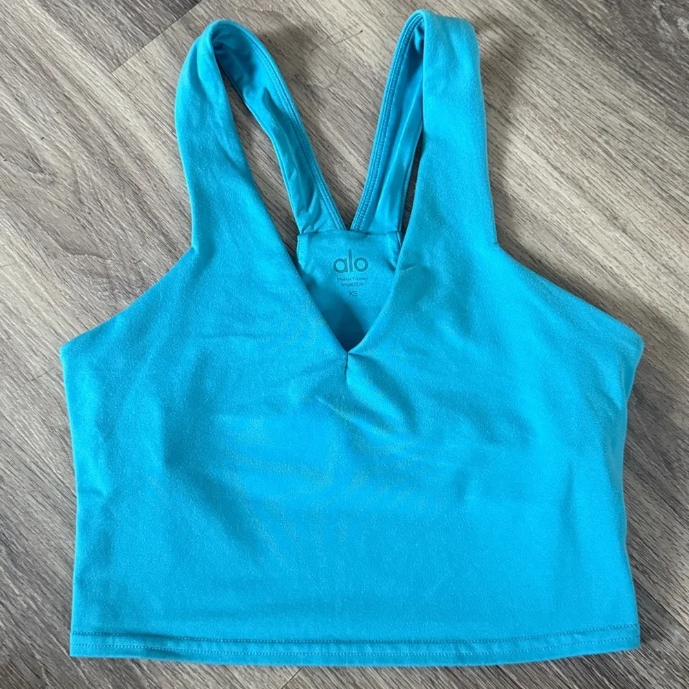 ALO Yoga Real Bra Tank Womens Sports Bra in Teal Athletic